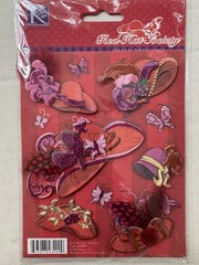 Lot Of 3 RARE K&Company Red Hat Society Sticker Lot Embossed Grand Adhesions NIP