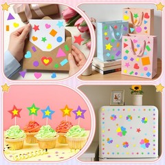3240Pcs Colorful Foam Shape Stickers – Heart, Star, Circle for DIY Crafts & Scra