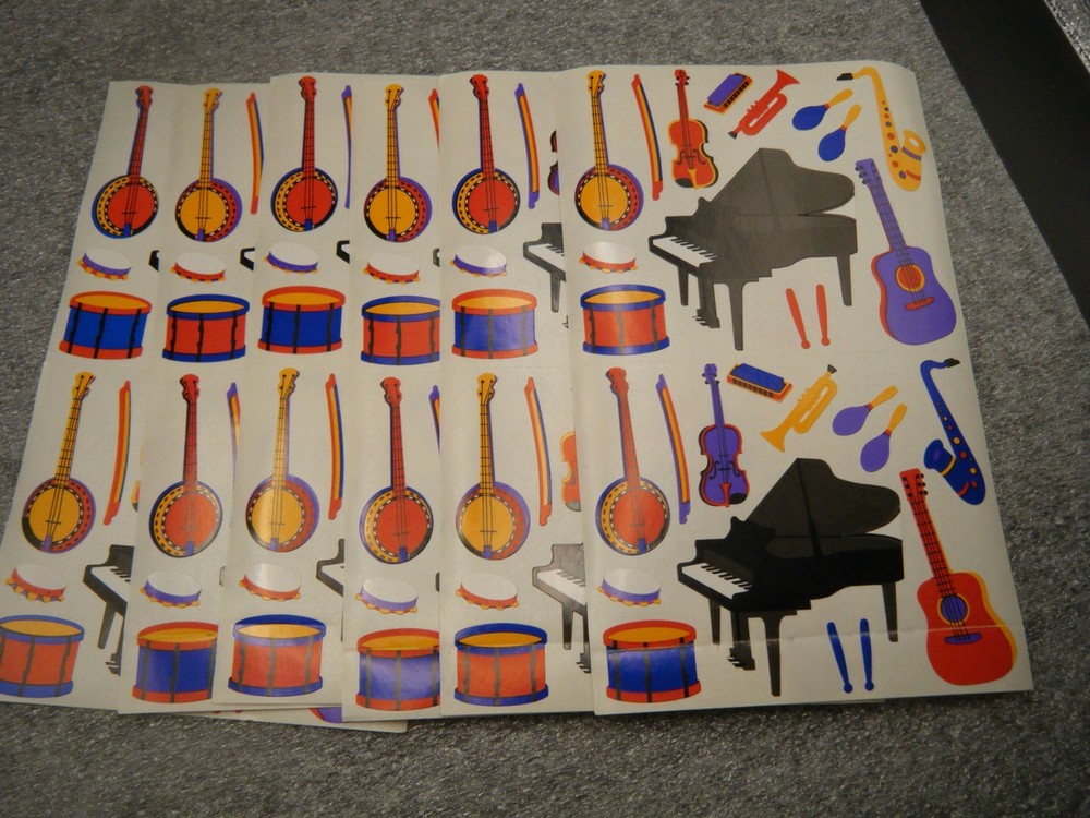 Mrs. Grossman – Musical Instruments Scrapbooking Stickers Set of 12 Sheets 1992