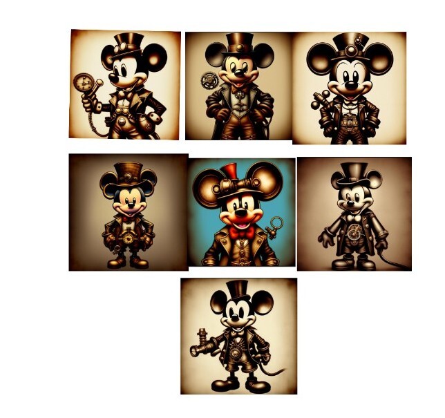 7 Mickey Mouse Steampunk Tags Junk Journal Scrapbook Usa Seller