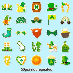50PCS St. Patrick’S Day Stickers Decorations Waterproof Irish Stickers for Water