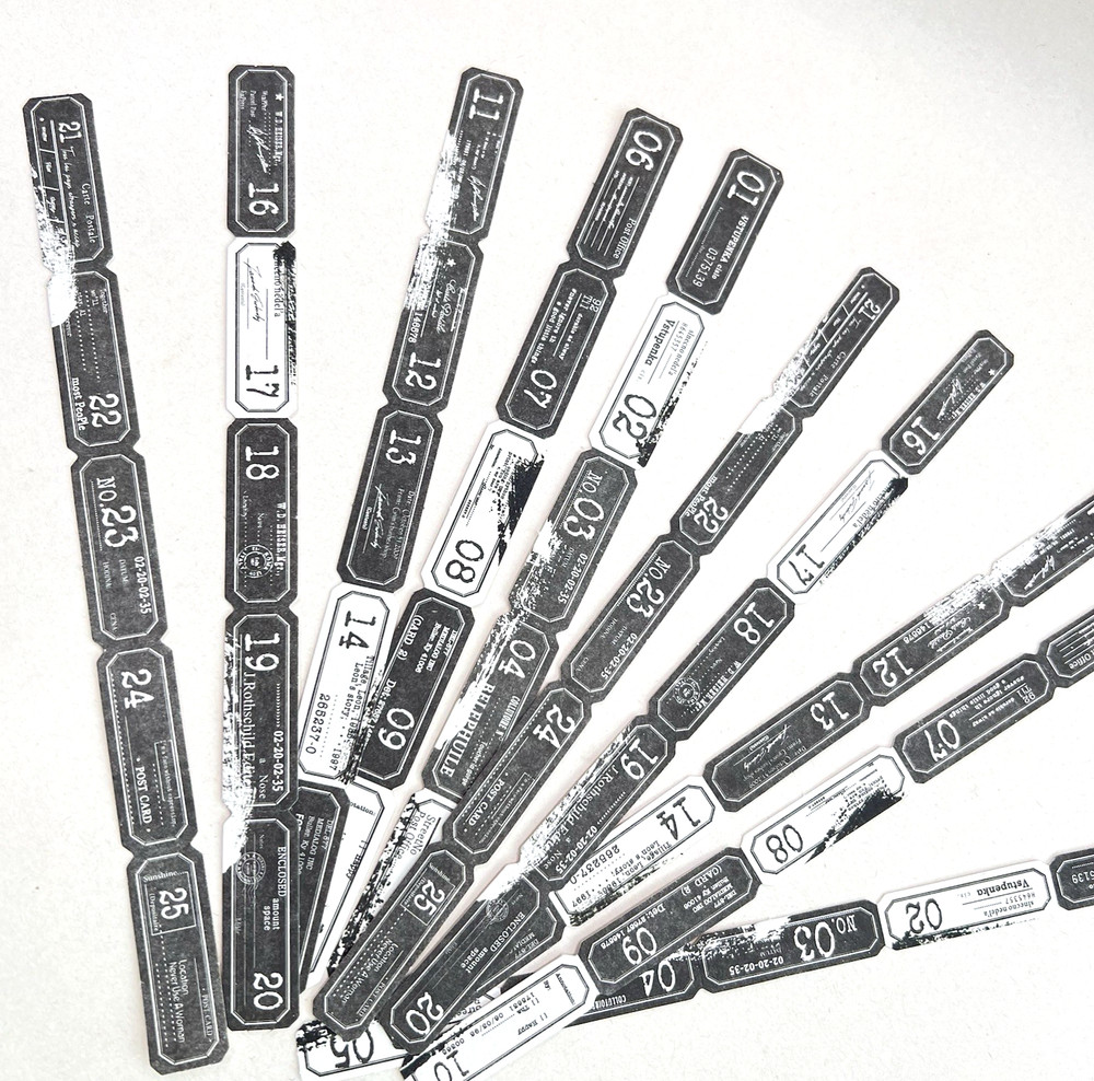 Black White Number Cardstock Stickers Junk Journal Collage Scrapbooking