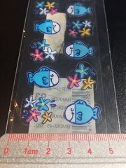 Rare Vintage Clear Cute Blue Fish Sticker Sheet Made In Japan
