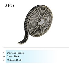 0.3 Inch 3 Yards Self Adhesive Crystal Rhinestone Diamond Ribbon Black
