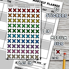 X Mark Stickers, Mini Icon Reminder Planner stickers, Journals, Scrapbooks