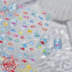 BMKKOT Little Fish Nail Stickers 20 Ocean Beach