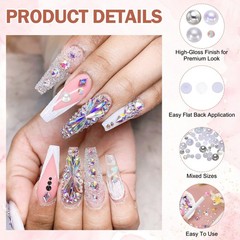 60g Half Pearl Rhinestones, White/Silver Series