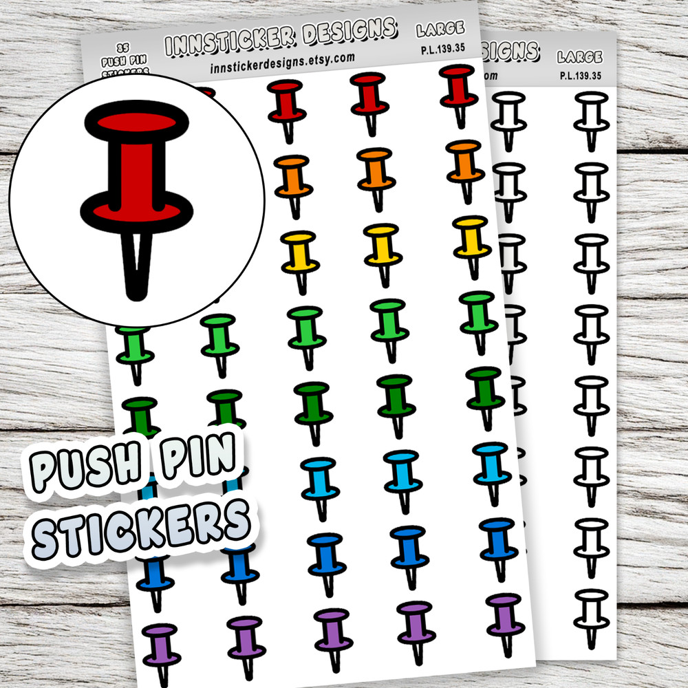 Push Pin Stickers, Mini Icon Reminder Planner stickers, Journals, Scrapbooks