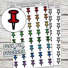 Push Pin Stickers, Mini Icon Reminder Planner stickers, Journals, Scrapbooks