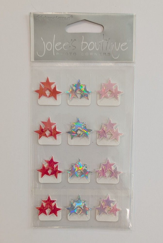 Jolee’s Iridescent Pink & Purple Stars Photo Corners Scrapbooking Stickers