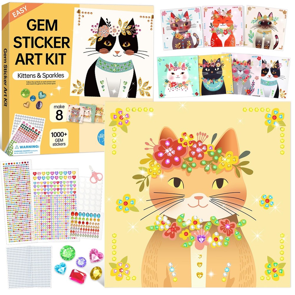 Gem Art Sticker Kit,Diamond Art Sticker Crafts for Kids Ages 412