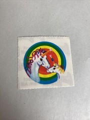 Lisa Frank 1982 Vintage Circle Sticker Unicorns Rainbow circle 1.5”