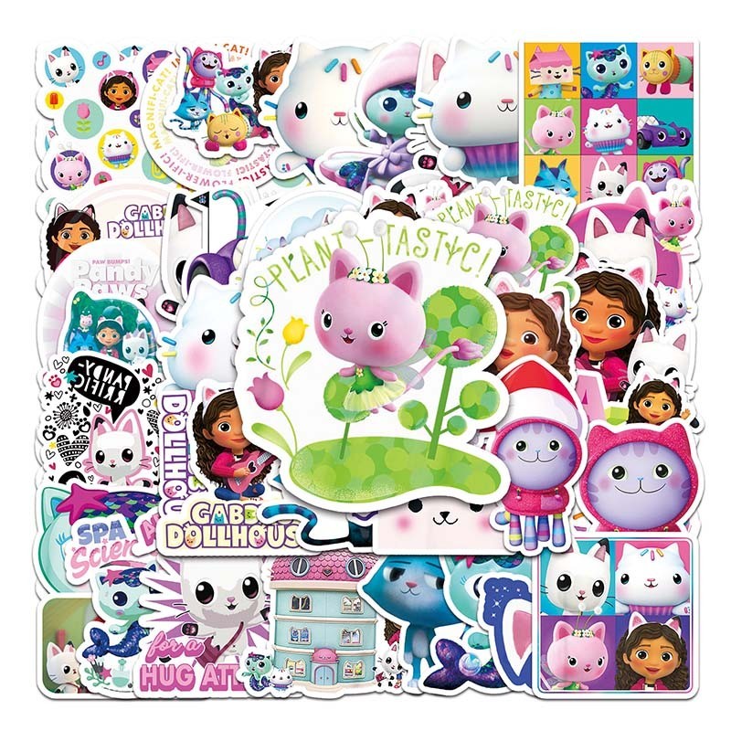 50pc Gabby’s Dollhouse Stickers Kids Party Favor Waterproof Vinyl Decals 2-3″