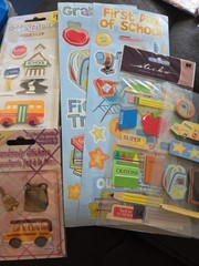 Vintage School Bus 3D Sticker Scrapbook Lot 6pc Freds MAMBI Paper House Kit