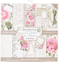 Stamperia Intl Letters & Flowers Double Sided Paper Pad (10/Pack), 12″ x 12″,…
