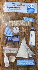 RARE 3D Paper House Day@ Beach Vacation Tropical Light Sail Boat Sea Summertime