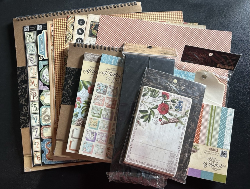 Retired Lot Of Graphic 45, Easel Albums, Paper, Stickers, Embellishments 249