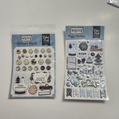 Echo Park Paper WINTER Adhesive Puffy Scrapbook Stickers & Brads, Chipboard NEW