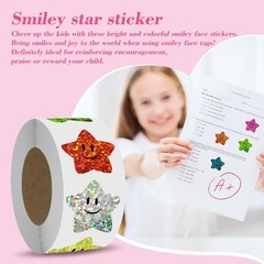 700Pcs Smiley Face Star Stickers for Kids Reward,1inch 8 Colored Sparkly Foil…