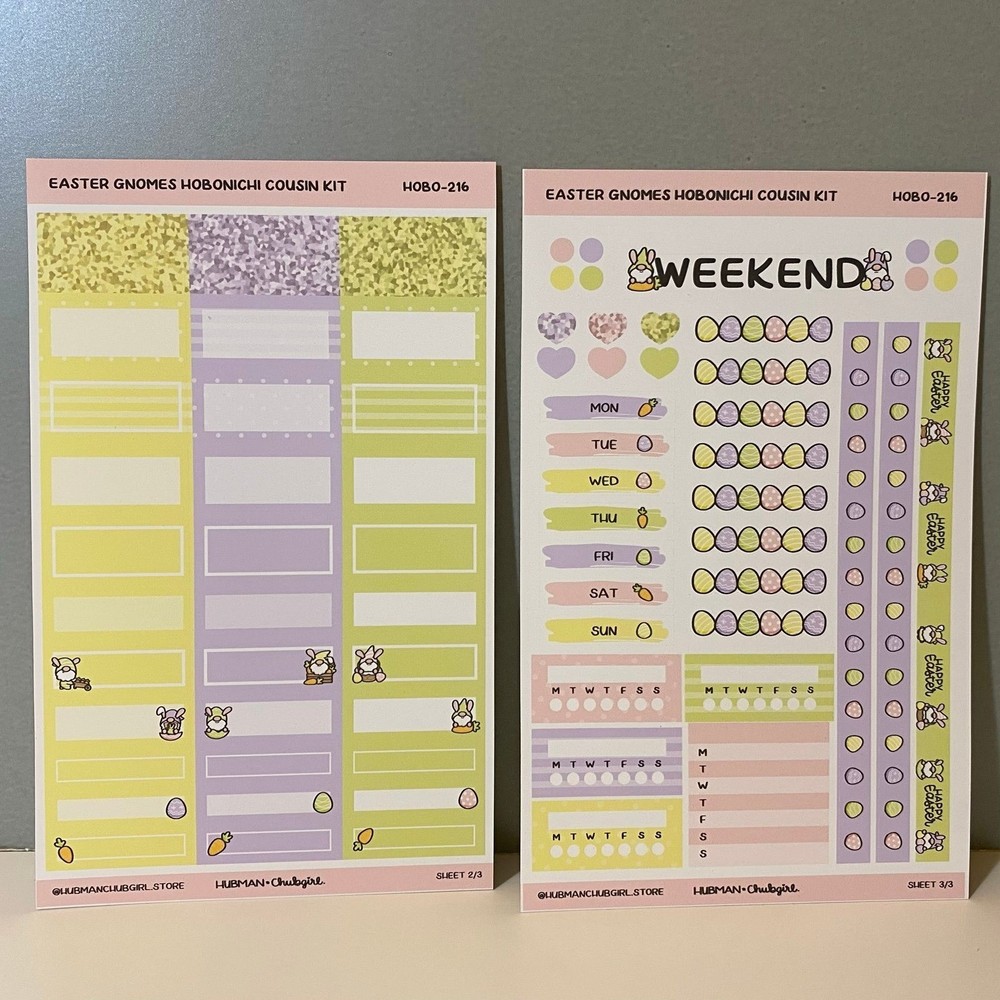 Hubman & Chubgirl Easter Gnomes Hobonichi Cousin Planner Stickers