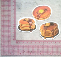 Pancake Stickers Maple Syrup Chocolate Breakfast Food Delicious Butter Lot 3 Pcs
