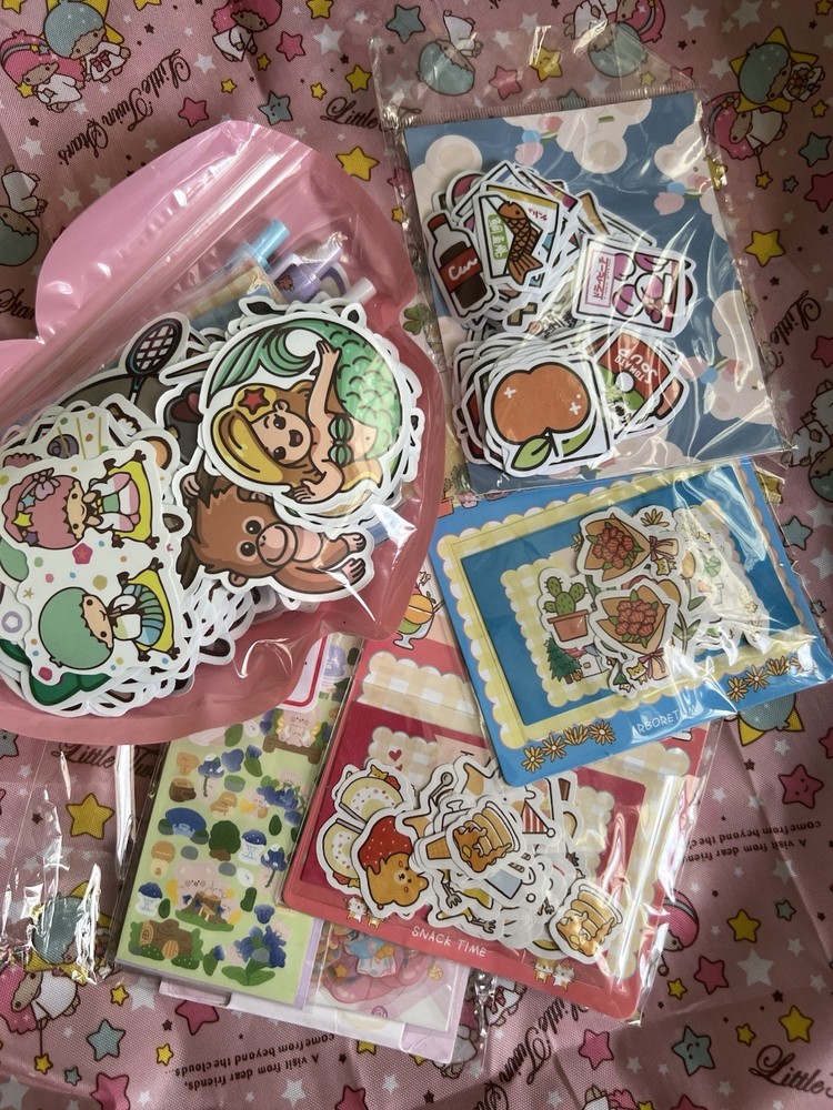 Kawaii Sakura Stationery Sticker Craft Kit Vinyl Scrapbook Animals Huge Lot