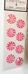 Christmas Paper Crafts PEPPERMINT CANDY GEMS 8pc Dimensional Stickers, NEW