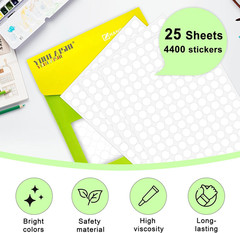 4400 PCS White Dot Stickers 1/2 Inch round Dot Stickers Small White Color Coding