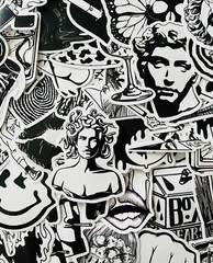 50 Gothic Witchy Laptop Stickers Pack Skull Tattoo Dark Emo Punk Decals Black
