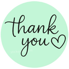Thank You Stickers – 2″ Round Script Labels with Heart for Packaging