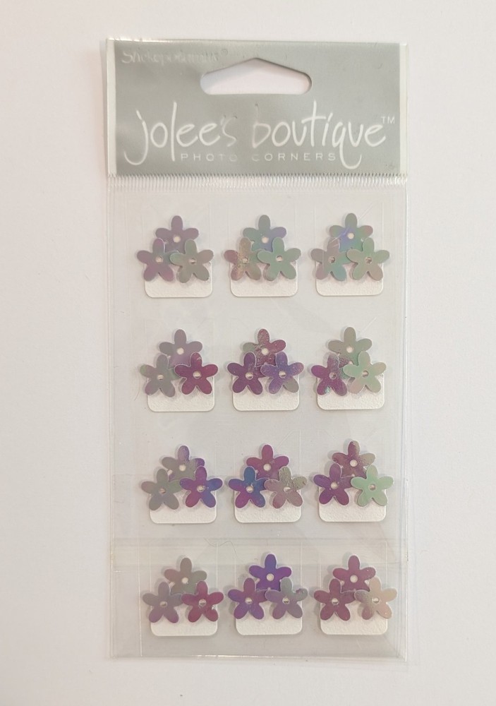 Jolee’s Iridescent Purple Lavender Mini Flowers Photo Corners Scrapbook Stickers