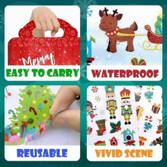 4 Sets Christmas Reusable Sticker Books for Toddlers 1-3, Activities Books Craft