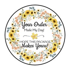 30 1.5″ SUNFLOWER FLOWERS WREATH THANK YOU ORDER ENVELOPE SEALS LABELS STICKERS