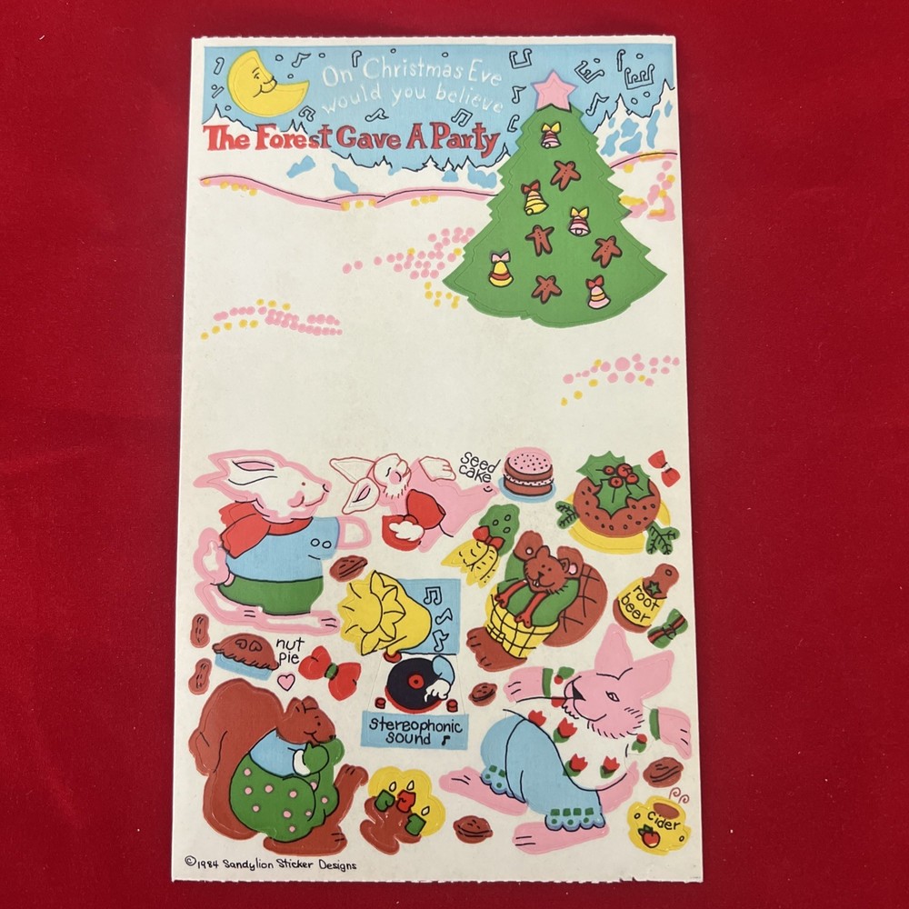 Vintage Sandylion The Forest Gave A Party Maxi Activity Sticker 1984 Rare