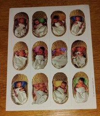 Anne Geddes Babies Sticker Sheet Baby Bassinet 12 Stickers Vintage 1995 Hallmark