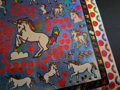 Vintage Stickers Unicorns Rainbow Hearts Prism Sticker Sheet VTG 90s PLS READ