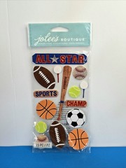 FREE SHIP Jolee’s ALL STAR Scrapbook Dimensional Stickers SPORTS FOOTBALL TENNIS