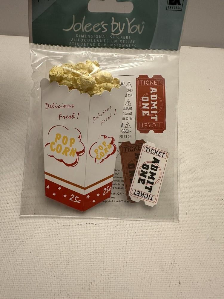 Jolee’s Boutique Scrapbook Sticker MOVIE POPCORN SNACKS TICKETS RARE HTF