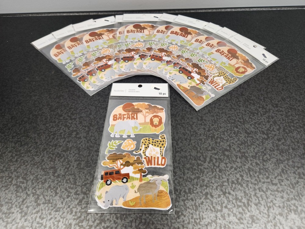 Lot of (11) Recollections Safari Travel Scrapbook Wild Animals Sticker Packs NEW