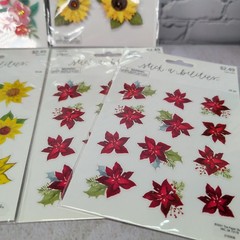 The Paper Studio Floral Sticker Bundle Sunflowers Poinsettias 6 Sheets New