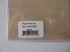 Sugar Tree MUSIC Die Cut 1 Piece 3.25″ X 7.5″ NIP