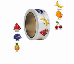 500 Pcs Cute Fruit Stickers Roll – Assorted Fruits for Kids’ Crafts & Decor