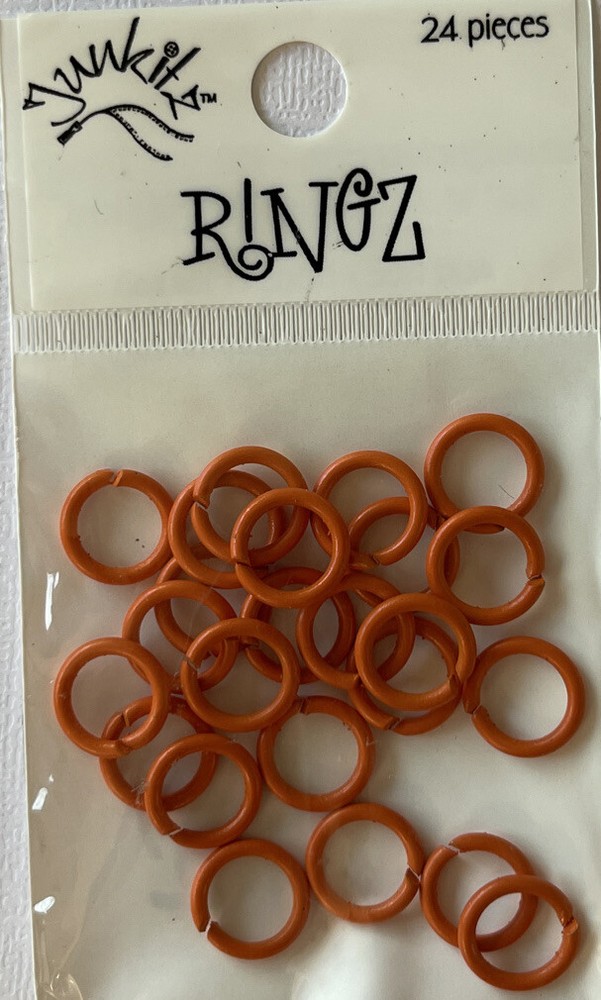 TANGERINE METAL JUMP RINGS(24pc) Junkitz•Ringz•Scrapbooking•Cards •Decorative