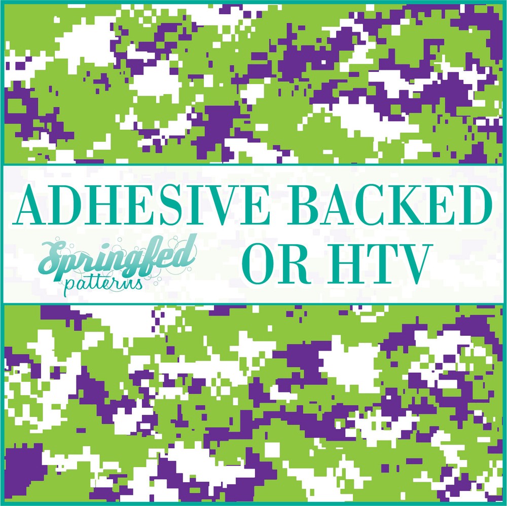 Digital CAMO in Lime Green, Purple & White Adhesive Vinyl or HTV Heat Transfer