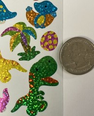 DINOSAUR Prismatic Stickers (11pcs)2.5”x 5”Eggs•Fossil •Hatching•Palm Tree•T-Rex