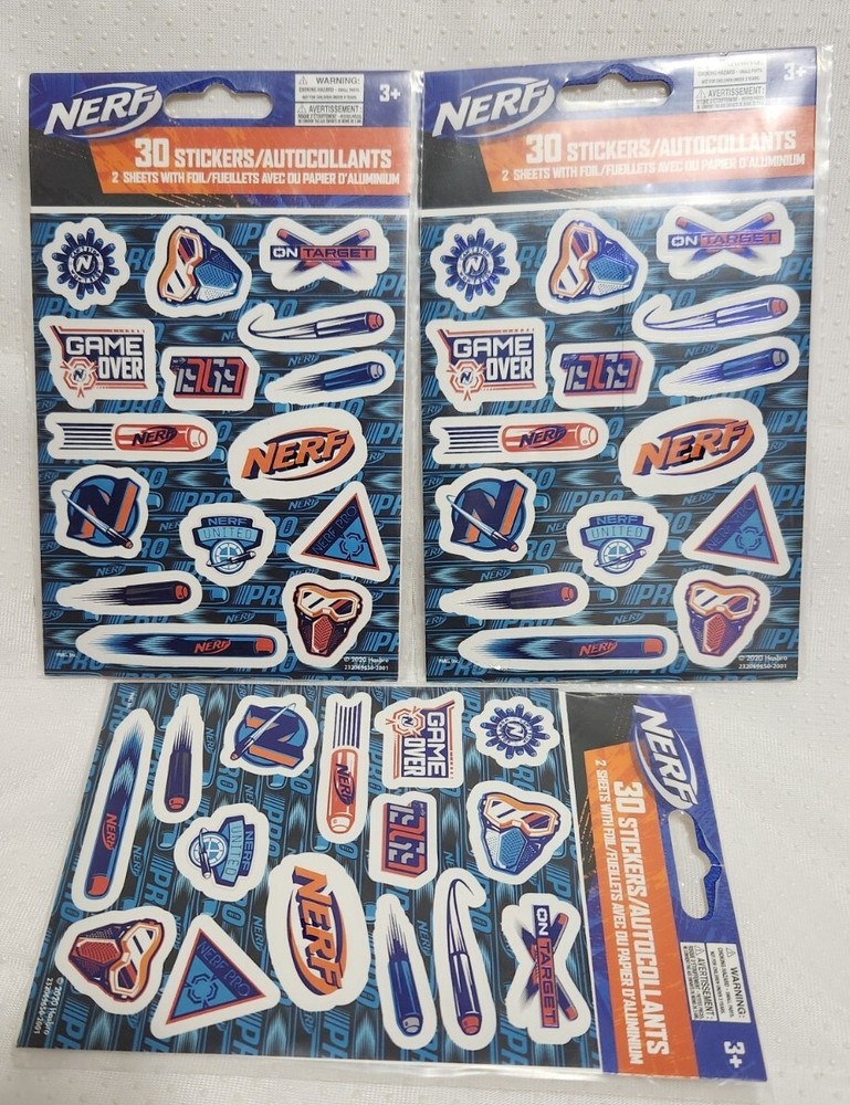 Stickerfetti Hasbro Nerf Stickers 2 Sheets in a pack. 3 Packs.