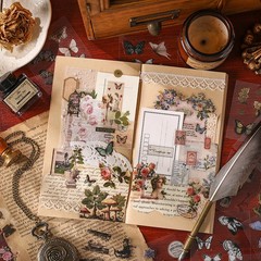 100pcs Vintage Butterfly Flowers Stickers Large Box DIY Scrapbooking Supplies