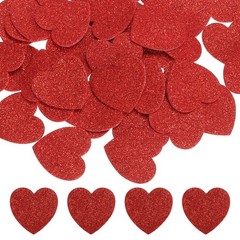 1.8″x1.8″ Heart Foam Stickers, 100Pcs EVA Glitters Foam Shape Sticker, Red