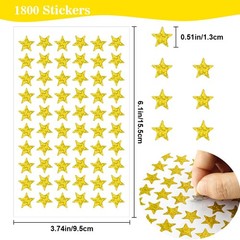 1800 Gold Star Stickers, 30 Sheets Holographic Mini Reward Stickers