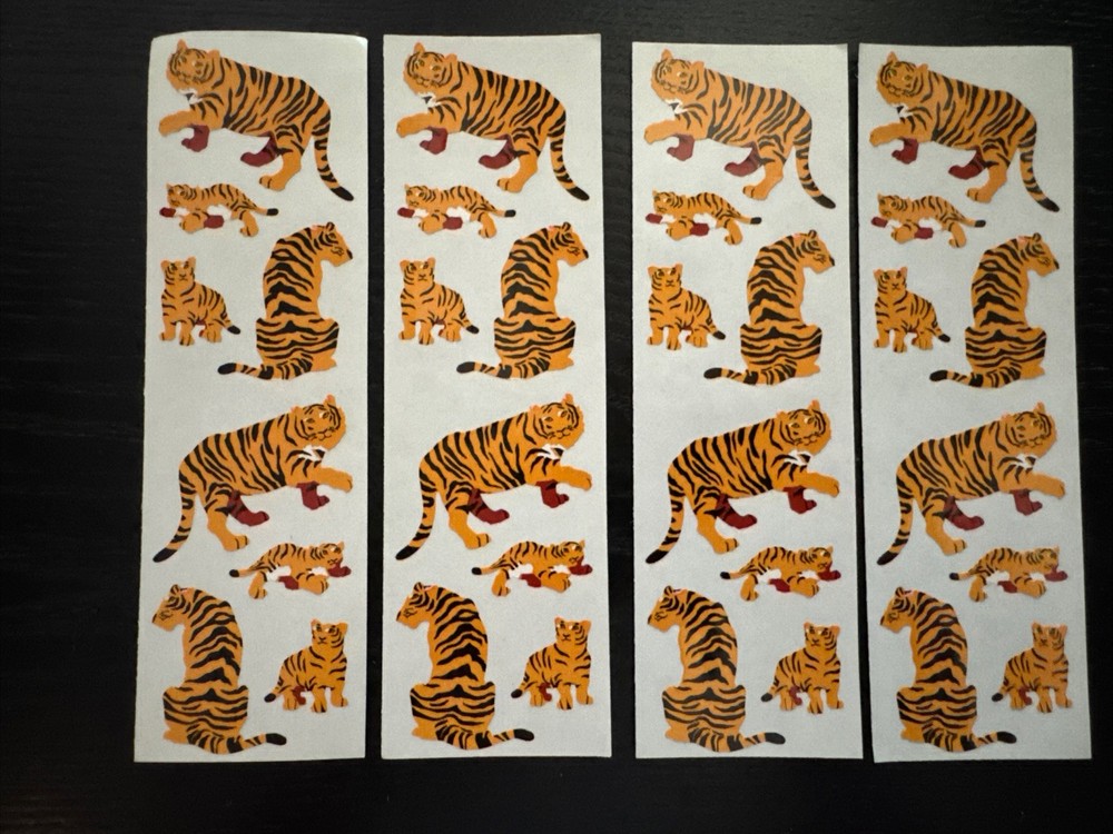 VTG Mrs. Grossman’s Stickers Lot of 4 Strips Tiger Tigers 1997